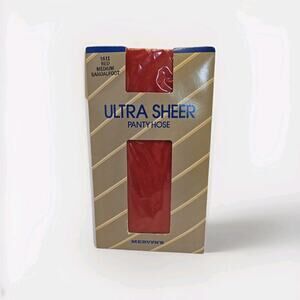 Ultra Sheer Pantyhose Red Medium Pantyhose Vintage New NOS 115-145 Lbs